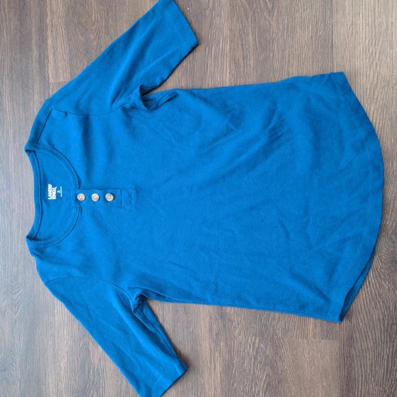Lands' End Womans Size Medium 10-12 Blue Half Sleeve Shirt - Picture 2 of 7